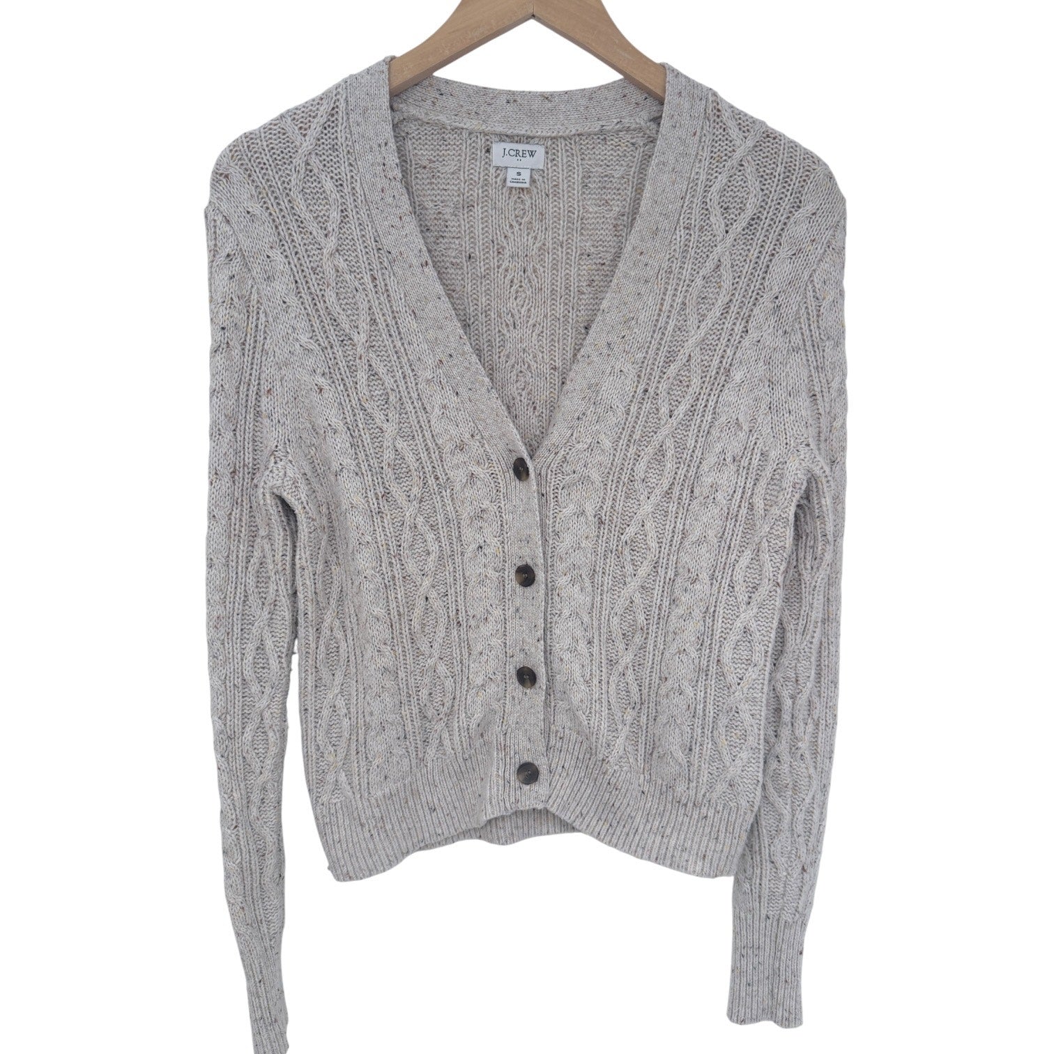 J Crew Cardigan Sweater Womens Small Cream Cable Knit Button Front