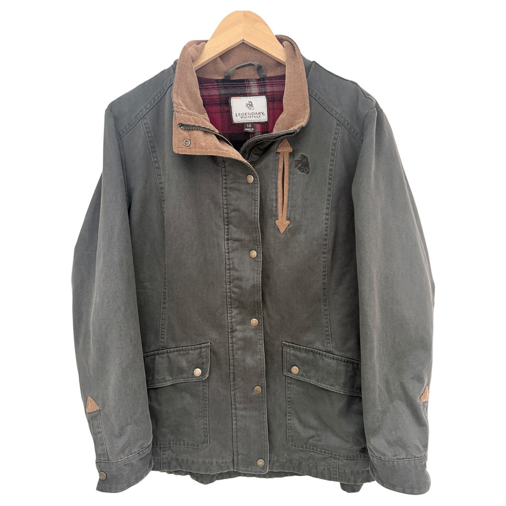 Legendary Whitetails Jacket Mens Large Green Plaid Lined Utility Coat