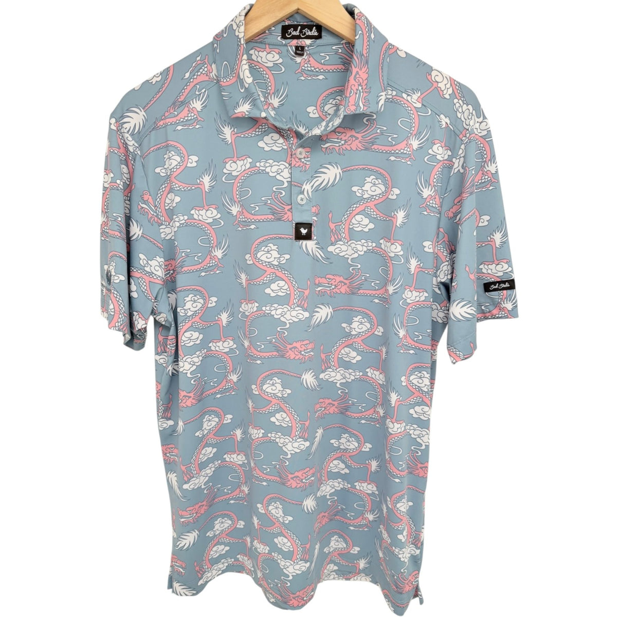 Bad Birdie Men's Blue Polo — front view