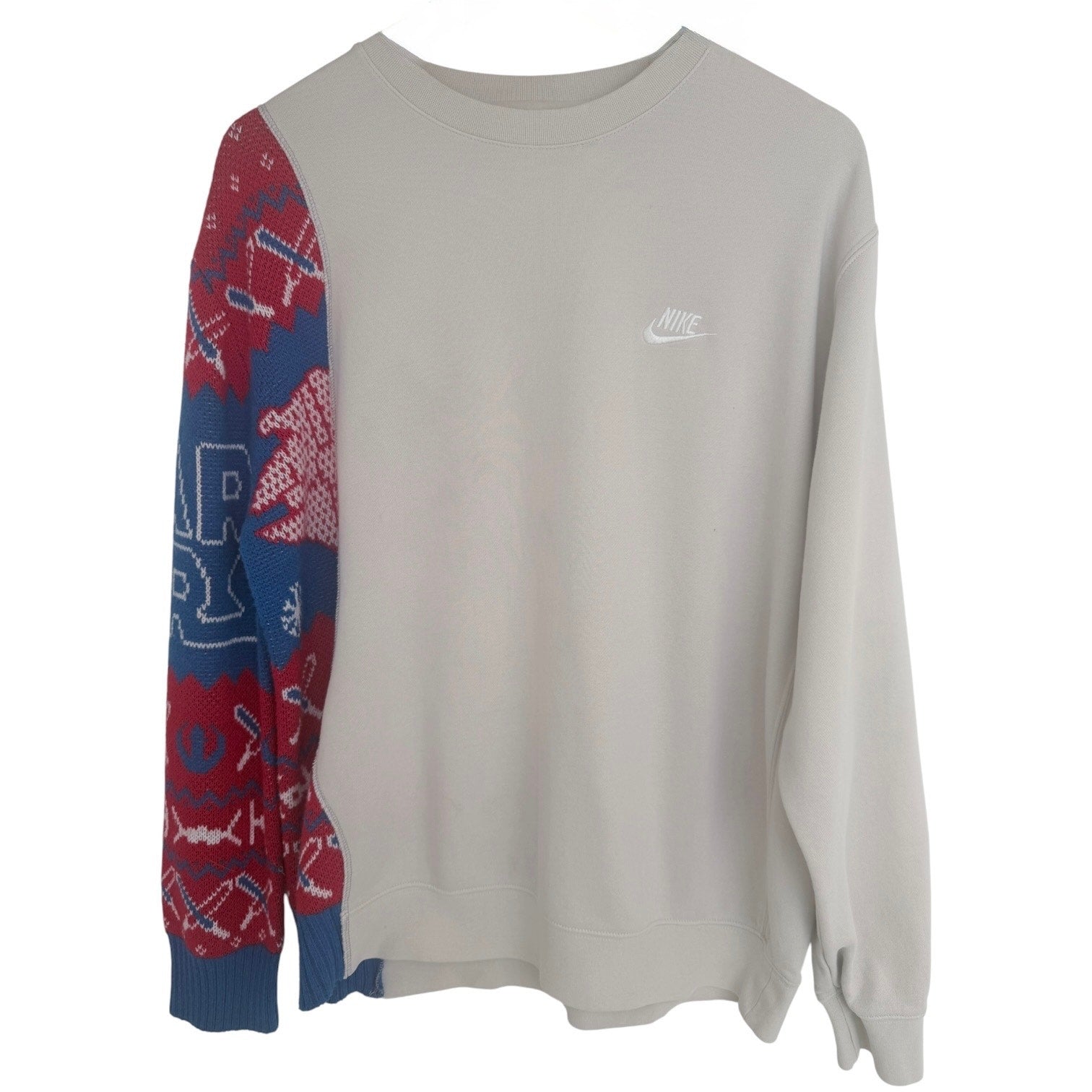Nike Crewneck Sweatshirt Mens Large Cream Knit Sleeve Pullover