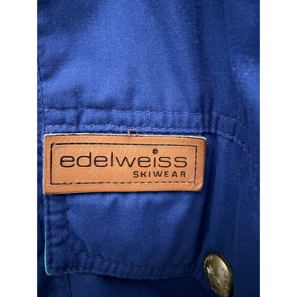 Edelweiss Skiwear Jacket Mens Medium Blue Green Vintage Ski Coat Snap Front
