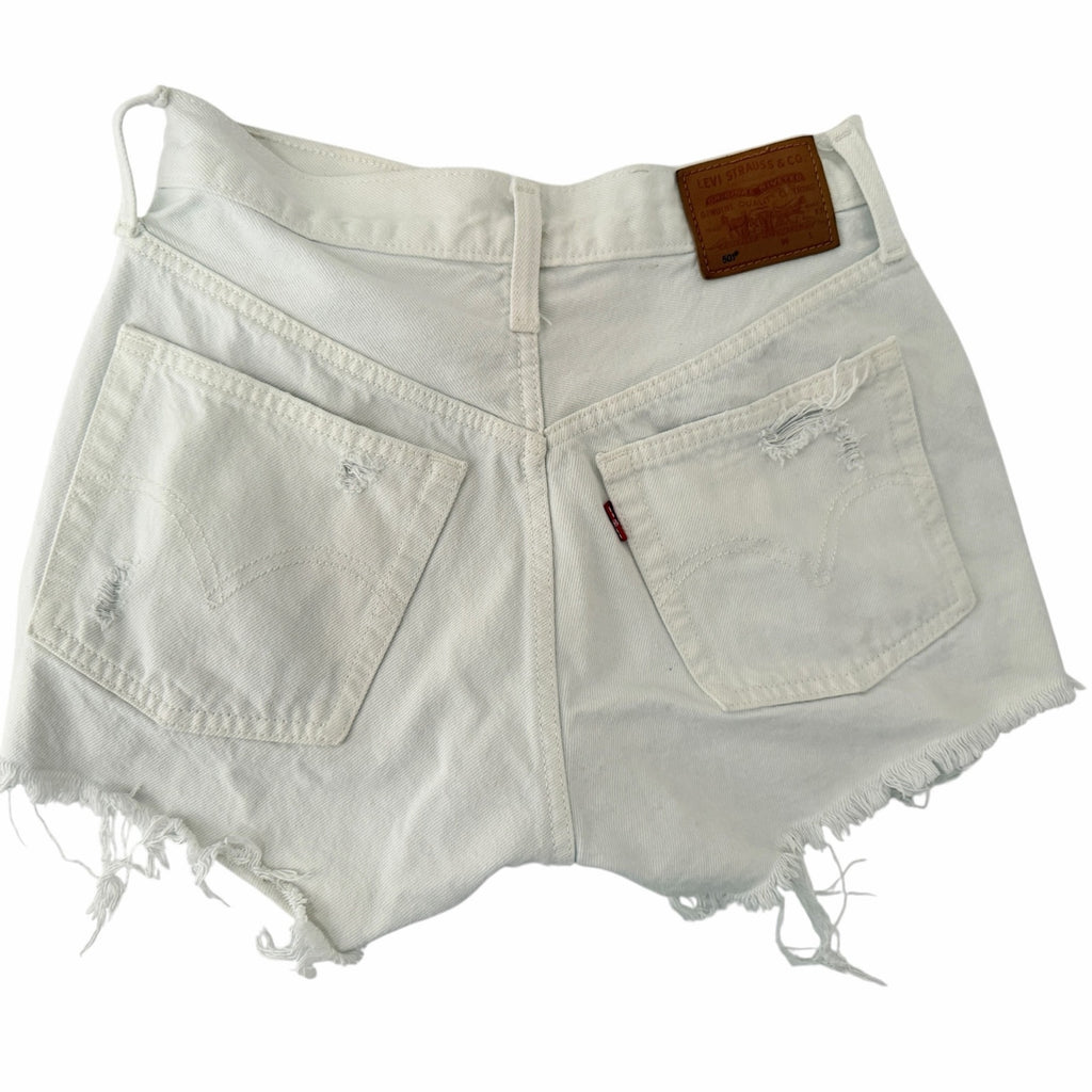 Levi's Premium 501 Shorts Womens W24 White Cutoff