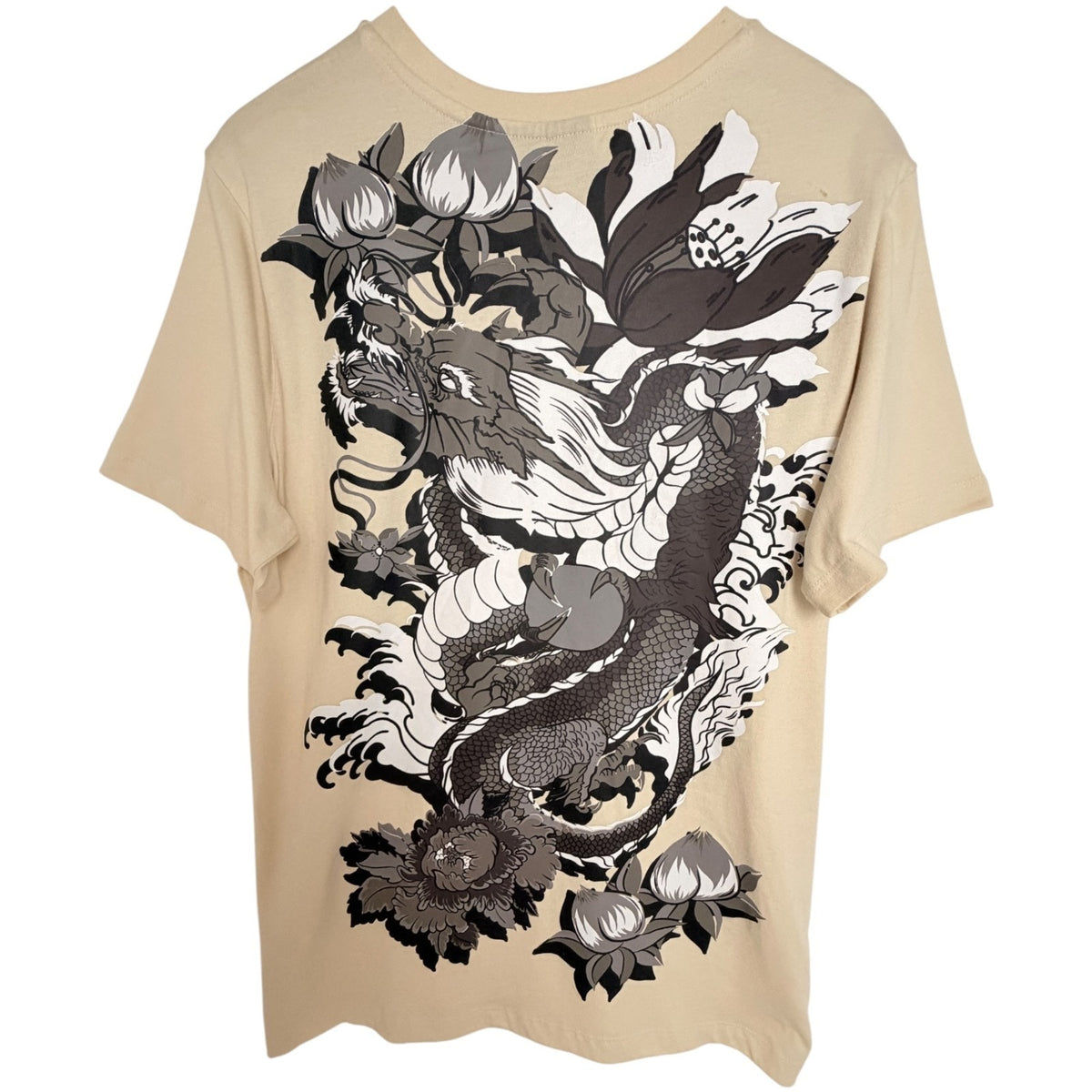 Rebel Vengeance Cream Dragon Floral Graphic NWT T-Shirt - Men's L