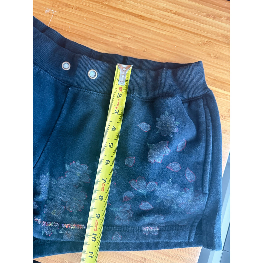 Ed Hardy Womens Shorts Large Black Graphic Floral Y2K Lounge Casual