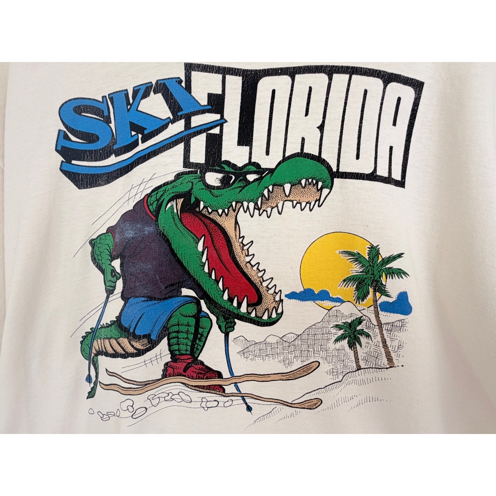 Vintage Northern Isles Ski Print Sweatshirt Mens Large Blue Graphic