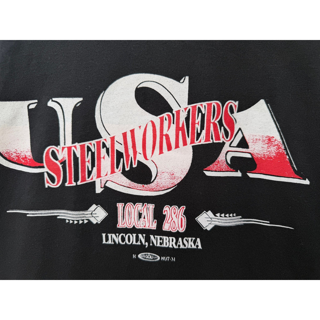 USA Steelworkers Local 286 T Shirt Mens Medium Black Union Graphic Nebraska
