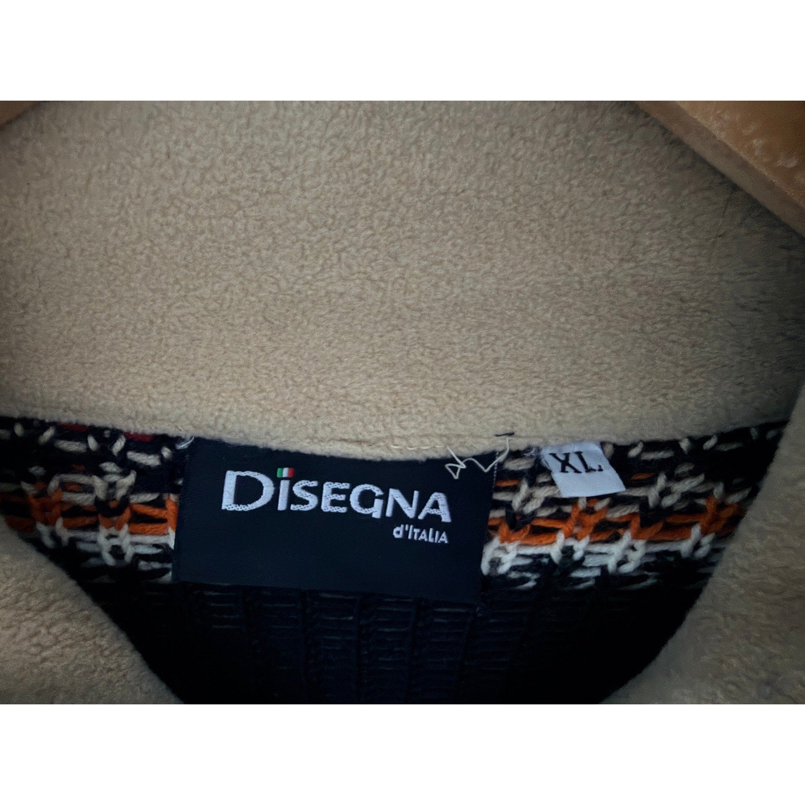 Disegna Italia Nordic Quarter Zip Sweater Mens Large Black Fair Isle Knit