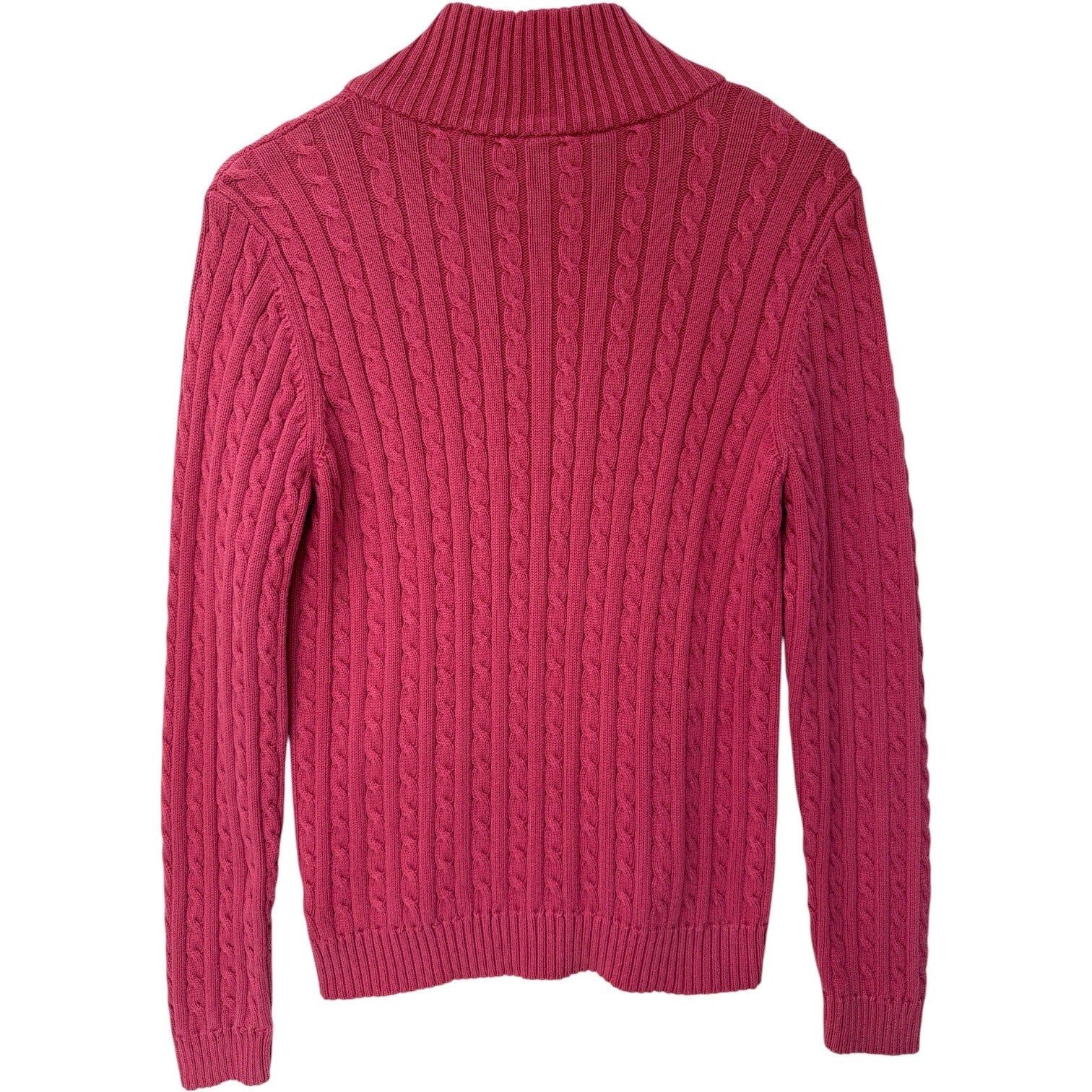 Lauren Ralph Lauren Sweater Womens Large Pink Cable Knit Full Zip Cotton
