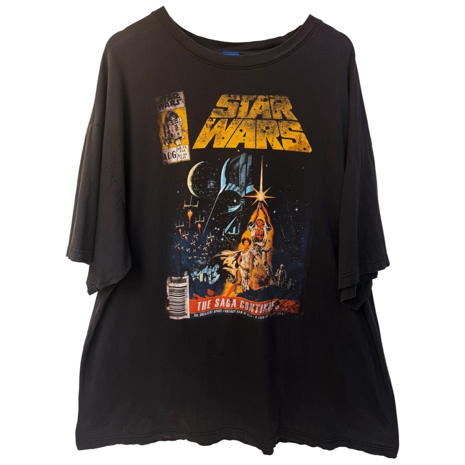 Star Wars Saga Continues Graphic T Shirt Mens RESEARCH Black Movie Poster Sci Fi