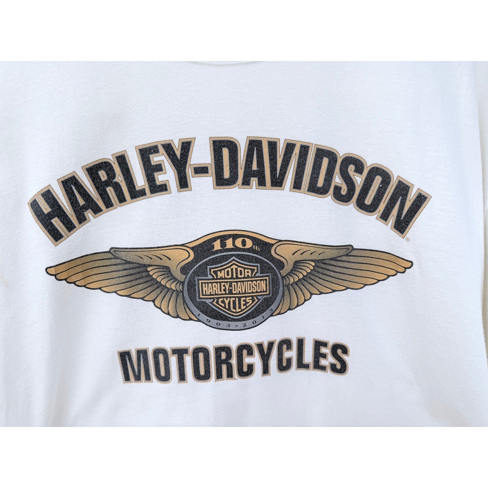 Harley Davidson Wisconsin T Shirt Mens XL White 110th Anniversary Graphic Tee