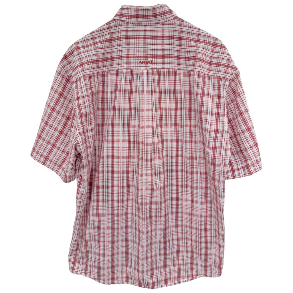 Ariat Pro Series Plaid Shirt Mens Large Red Western Short Sleeve Button Up