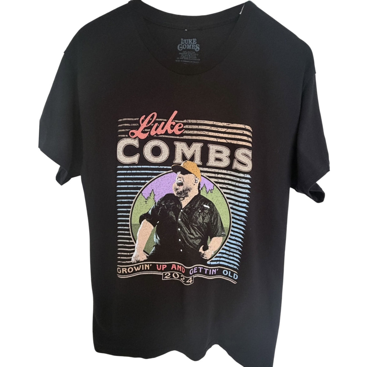Luke Combs Black Growin Up Gettin Old 2024 Tour Tee T-Shirt - Men's L