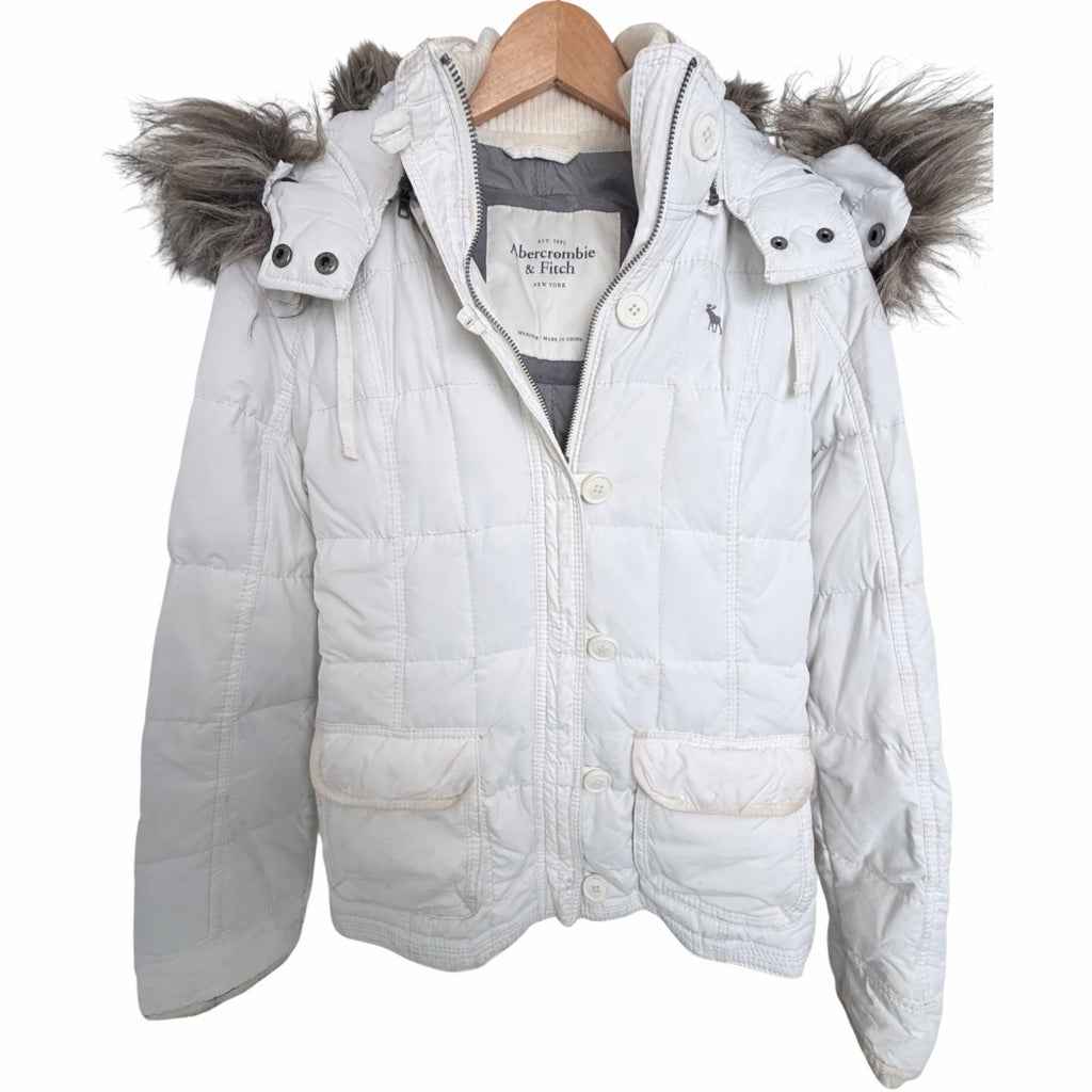 Abercrombie & Fitch White Puffer Jacket