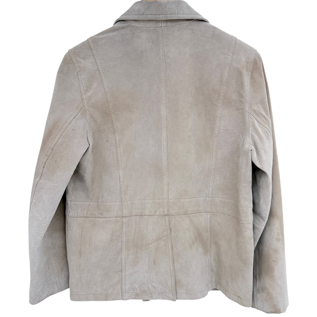 Style & Co Womens Large Beige Genuine Leather Zip Jacket
