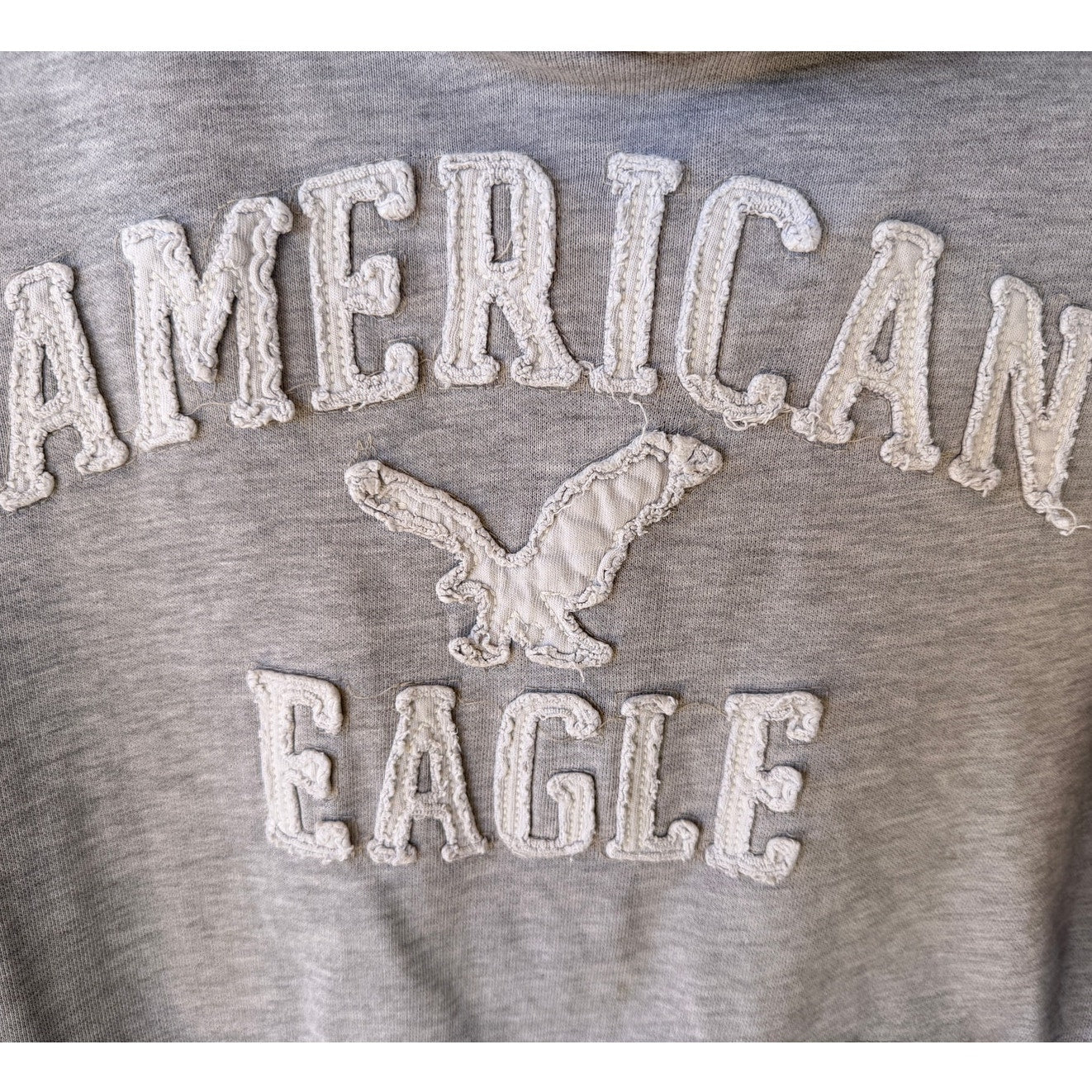 American Eagle Hoodie Mens Medium Gray Logo Pullover Casual Sweatshirt