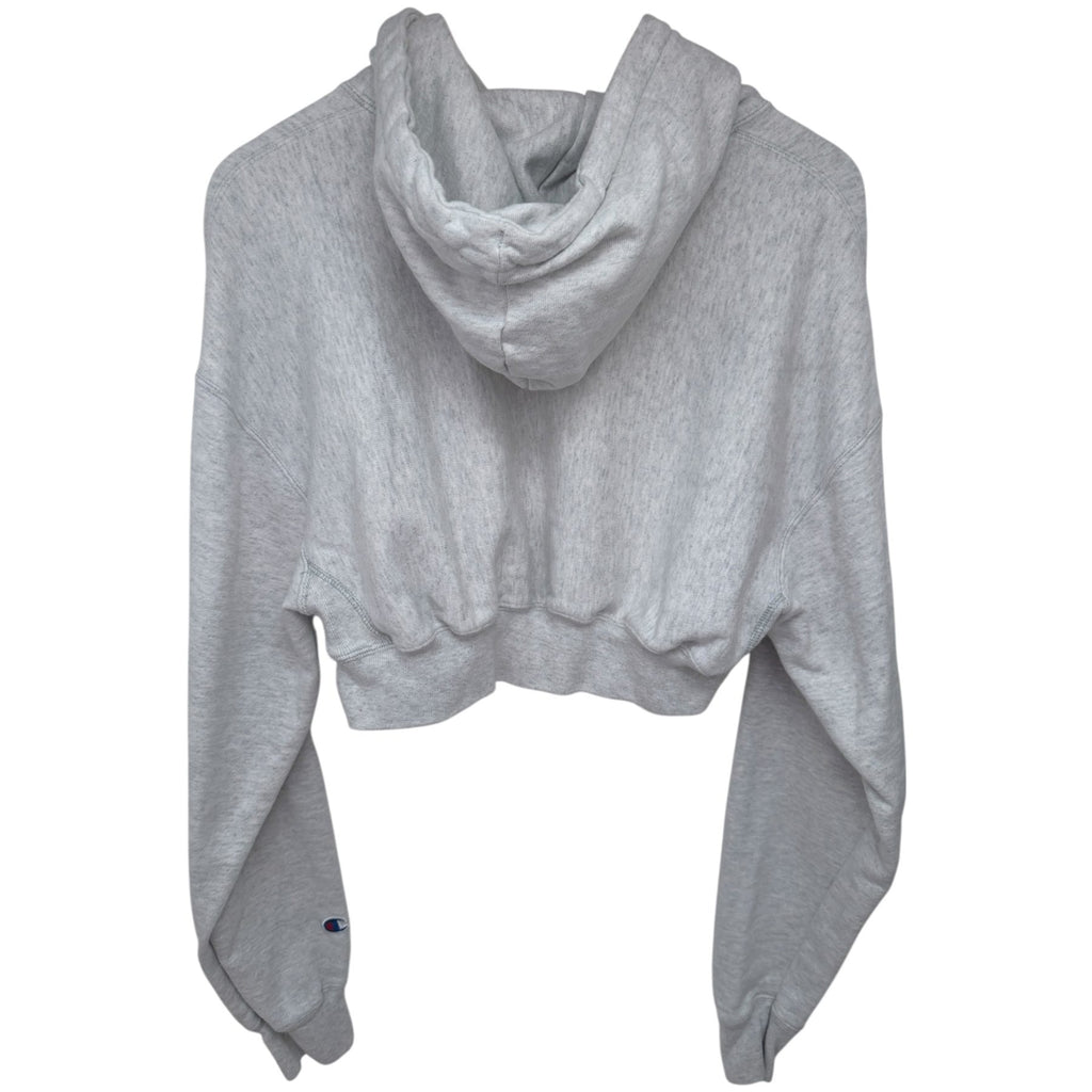 Champion Women's White Reverse Weave Cropped Hoodie Hoodie — back view