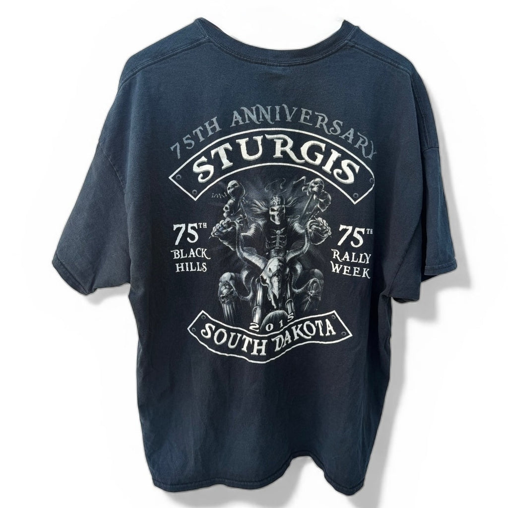 Sturgis 75th Anniversary 2015 T Shirt Mens 2XL Black Rally Graphic