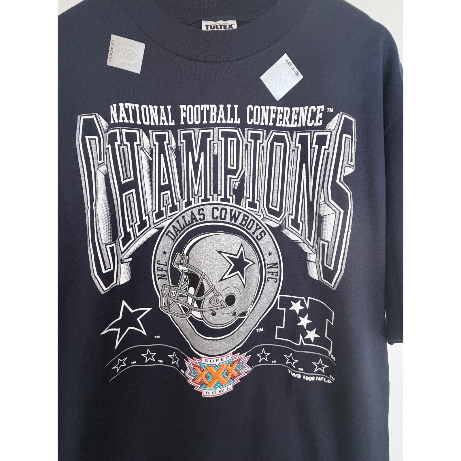 Vintage 1996 Dallas Cowboys NFC Champions Super Bowl XXX TShirt Mens XL Navy NWT