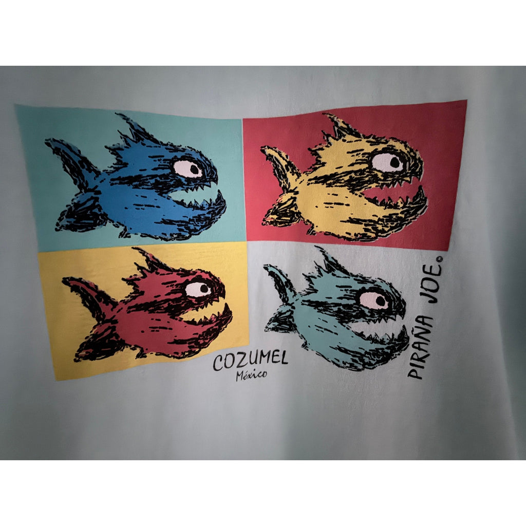 Pirana Joe Cozumel Mexico Fish Graphic T Shirt Mens XL Light Blue