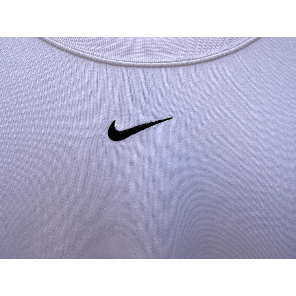 Nike Crewneck Sweatshirt Womens Medium White Mini Swoosh Essential Pullover