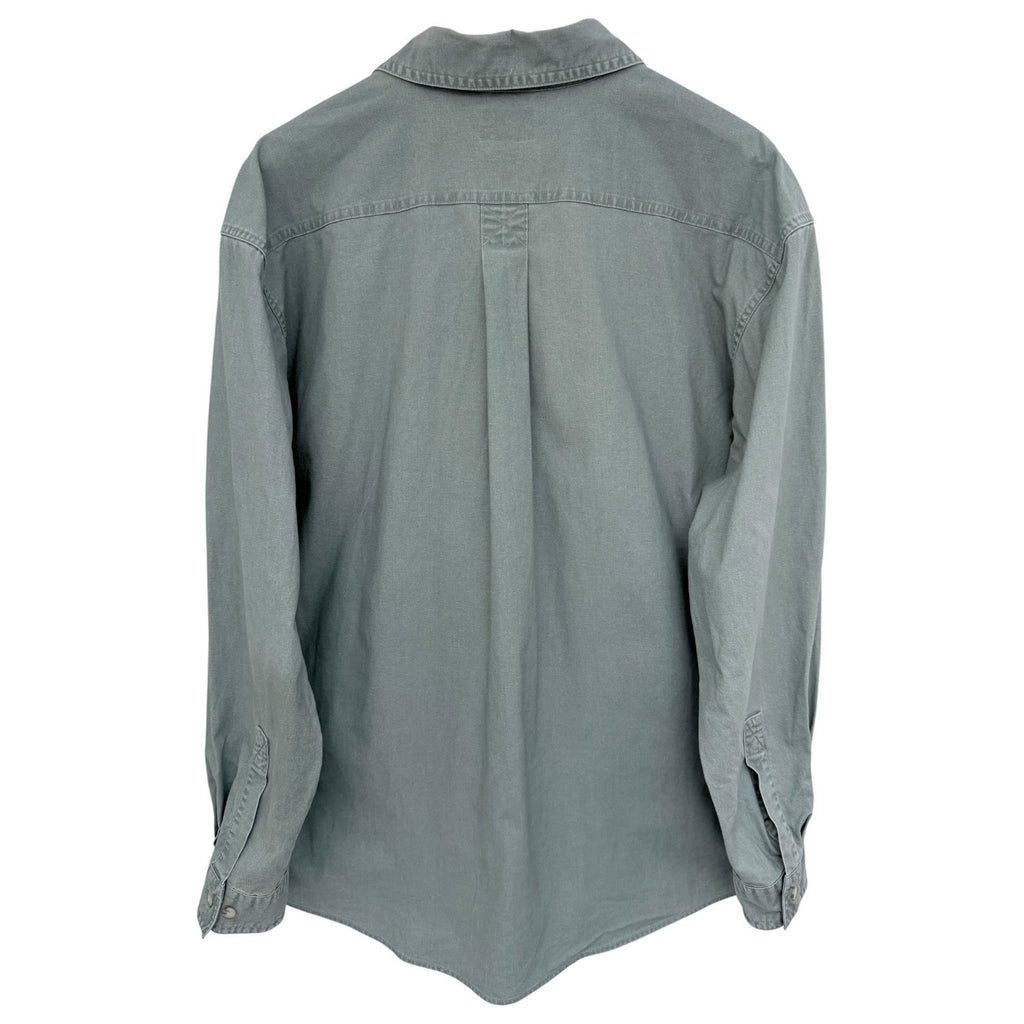LL Bean Traditional Fit Button Up Shirt Mens Large Green Long Sleeve Cotton