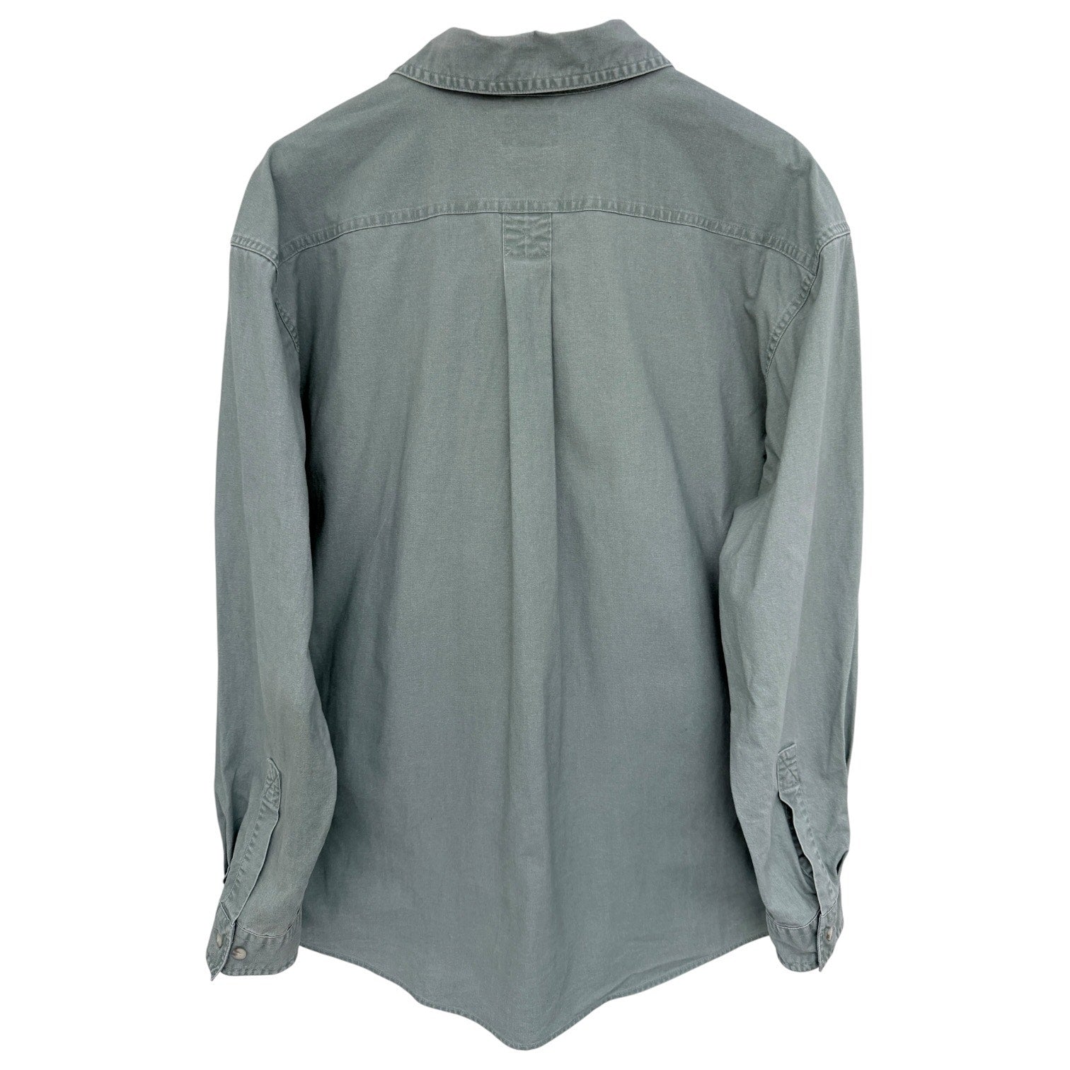 LL Bean Traditional Fit Button Up Shirt Mens Large Green Long Sleeve Cotton