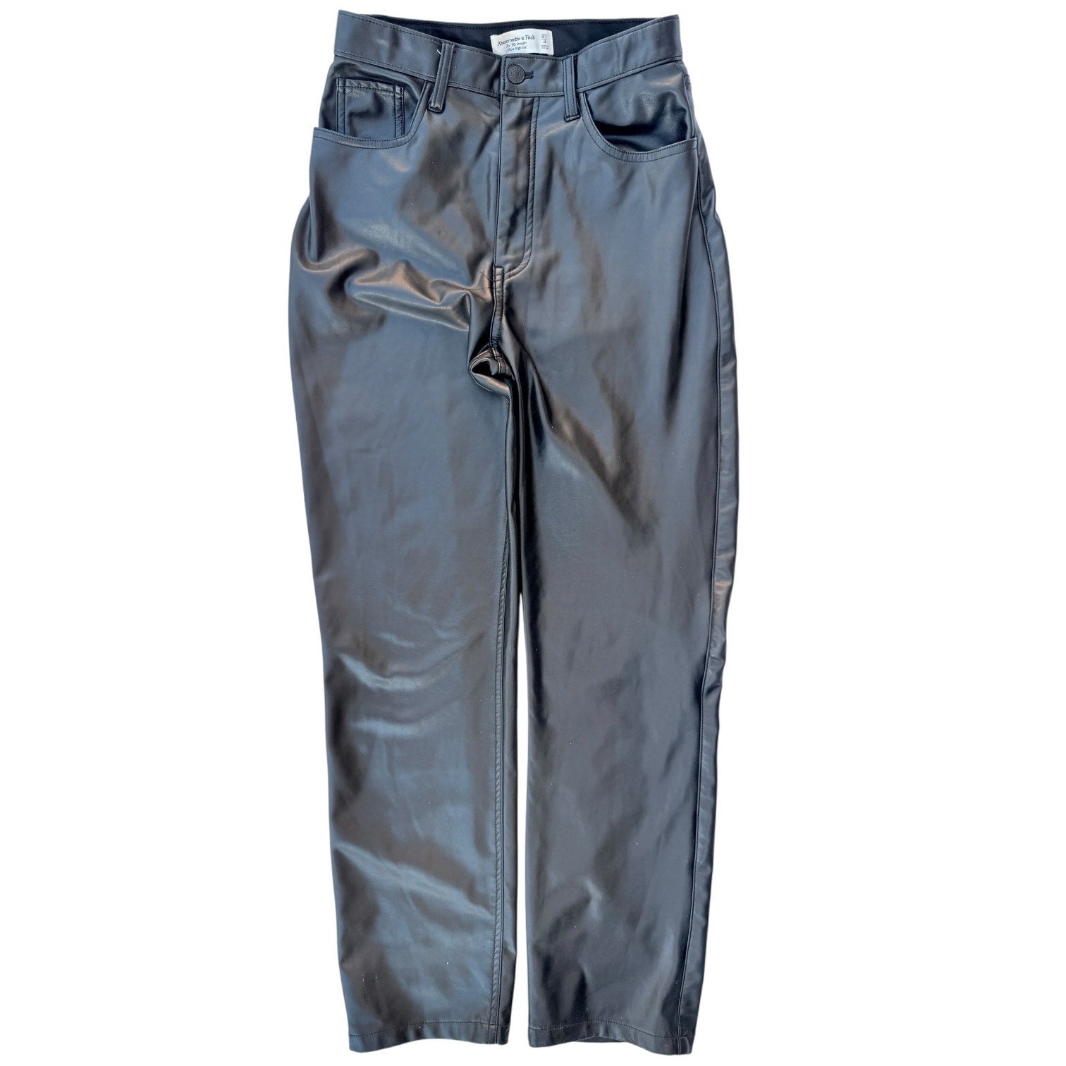 Abercrombie & Fitch Faux Leather Pants Womens 27 Black High Waist Straight Leg