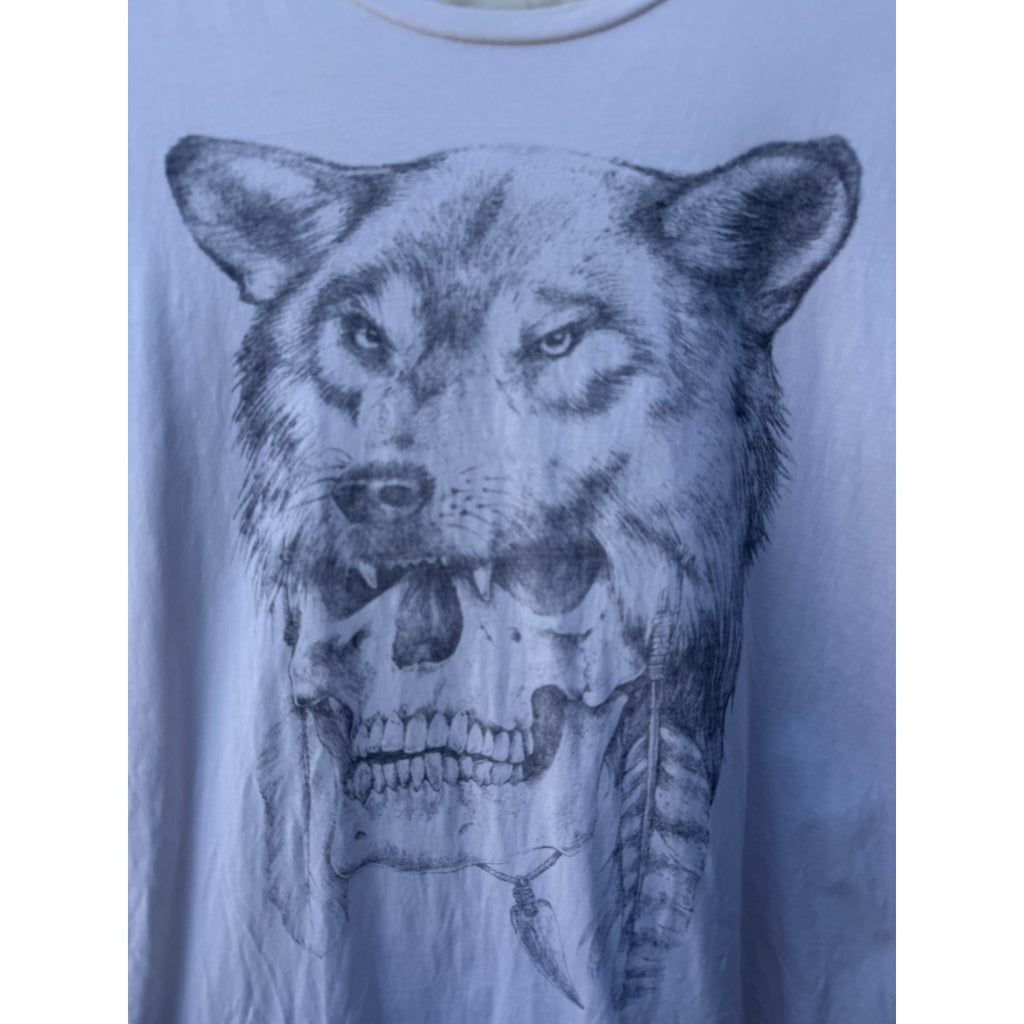 T Bar x Cotton On Wolf Skull Graphic T Shirt Mens L