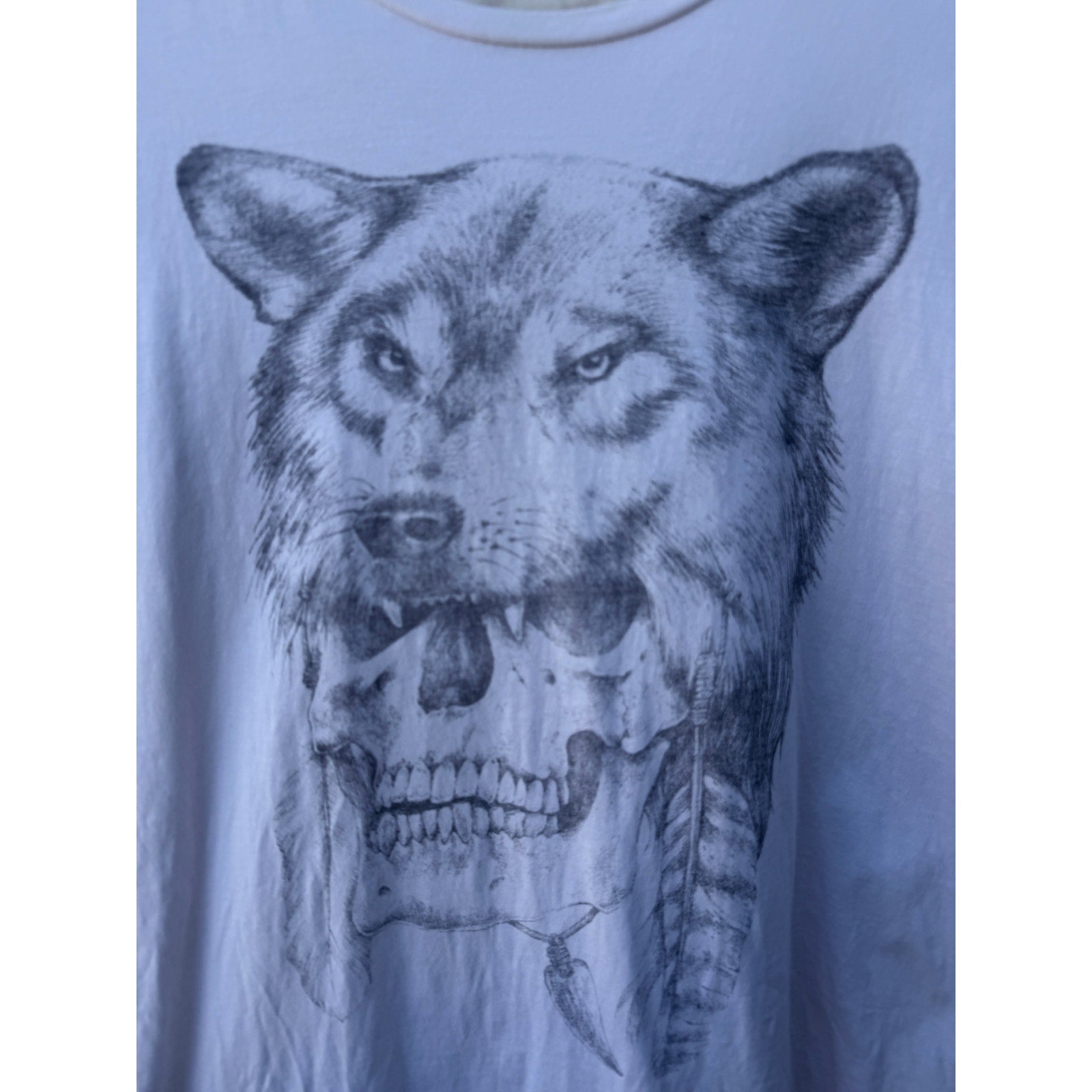 T Bar x Cotton On Wolf Skull Graphic T Shirt Mens L