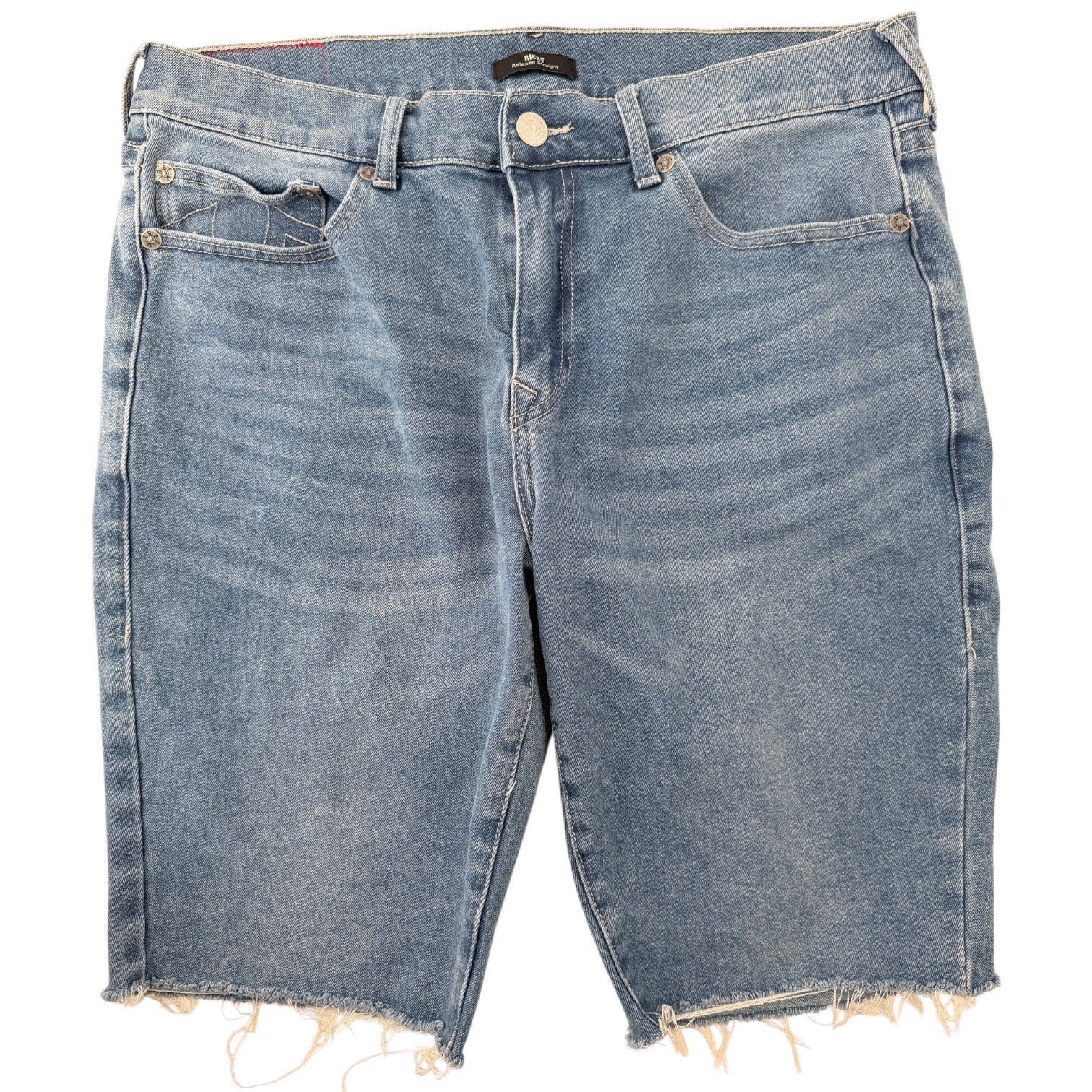 True Religion Ricky Denim Shorts Mens 36 Blue Relaxed Straight Cutoff Jean