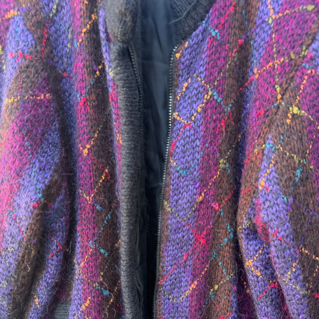 Mohair Blend Argyle Cardigan Womens Medium
