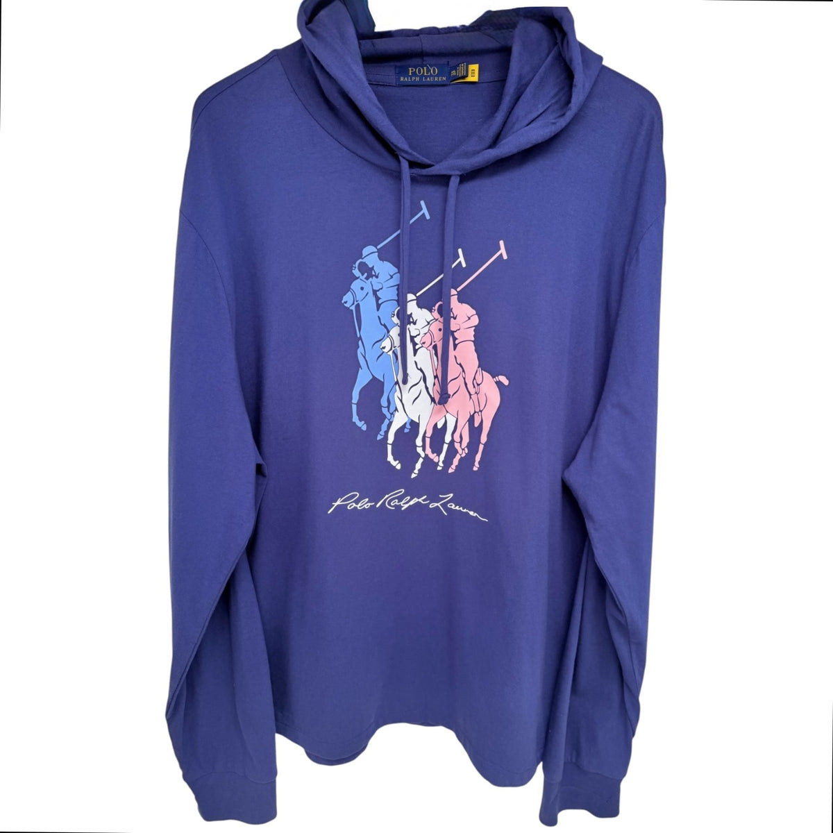 Ralph Lauren Men's Blue Colorblock Full-Zip Fleece Hoodie — front view