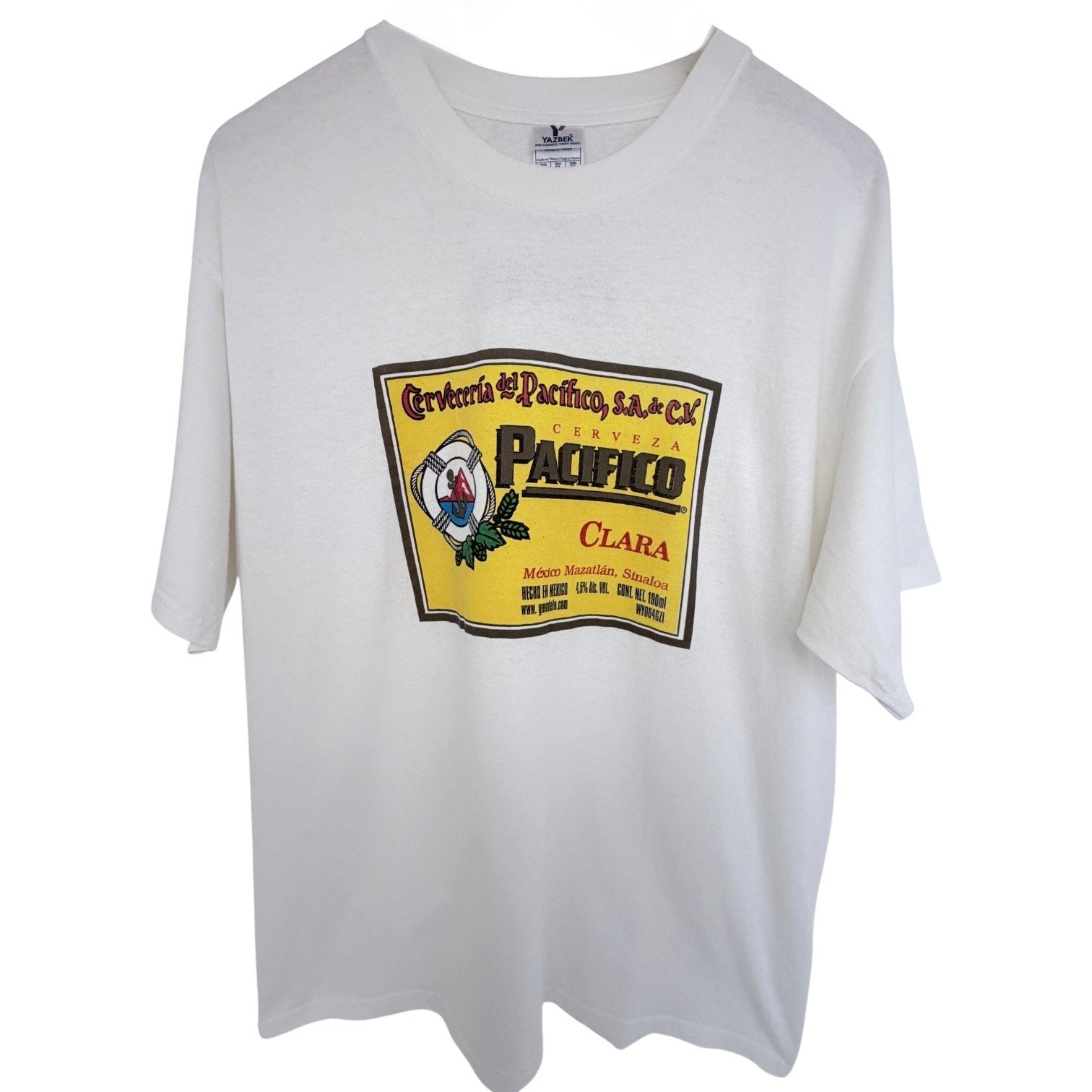 Pacifico Clara Beer T Shirt Mens XL White Cerveceria Del Pacifico Mexico Graphic
