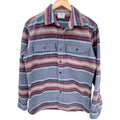 L.L.Bean Flannel Shirt Mens Medium Gray Red Striped Slightly Fitted