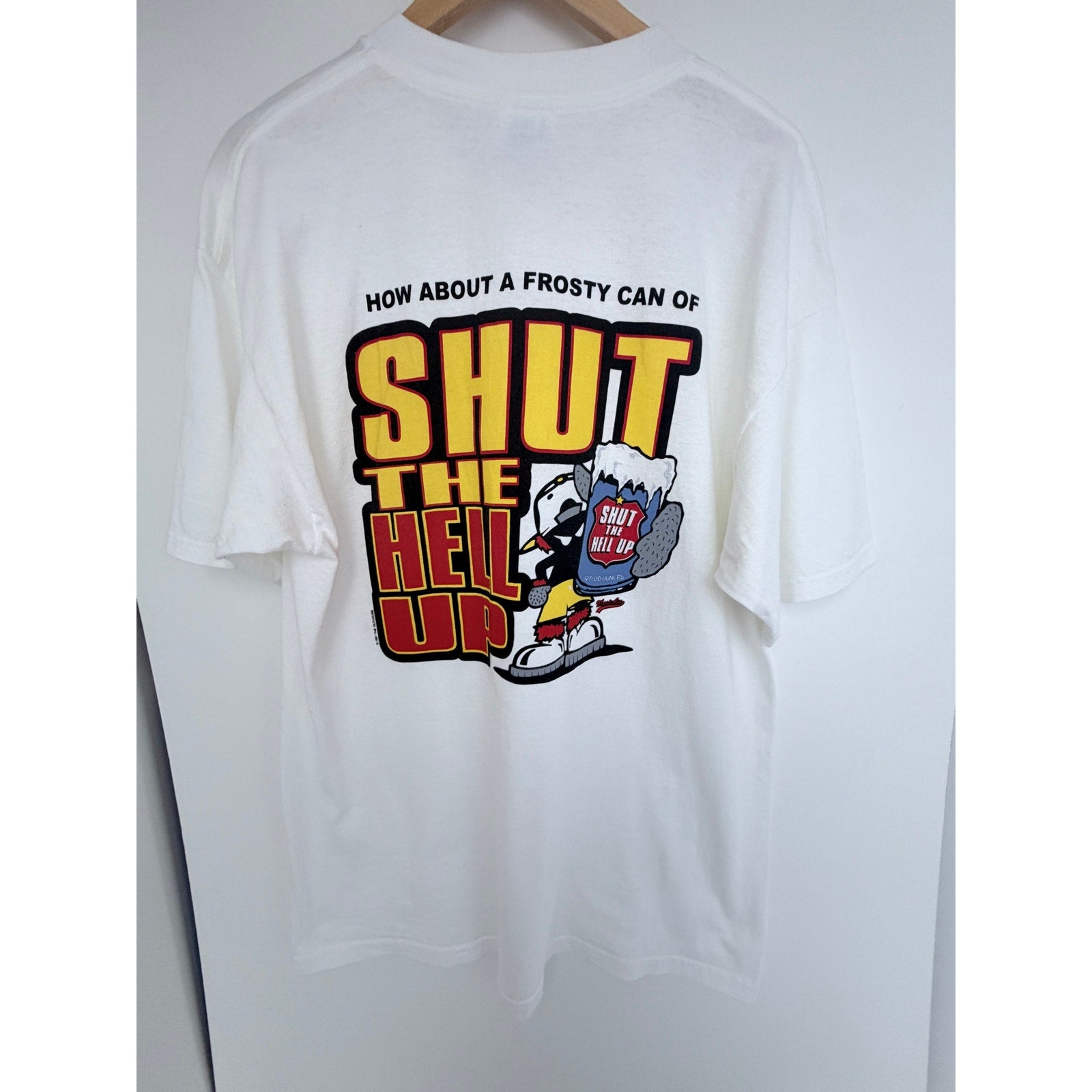 Vintage 1997 Shut The Hell Up T Shirt Mens XL White Graphic Humor Tee