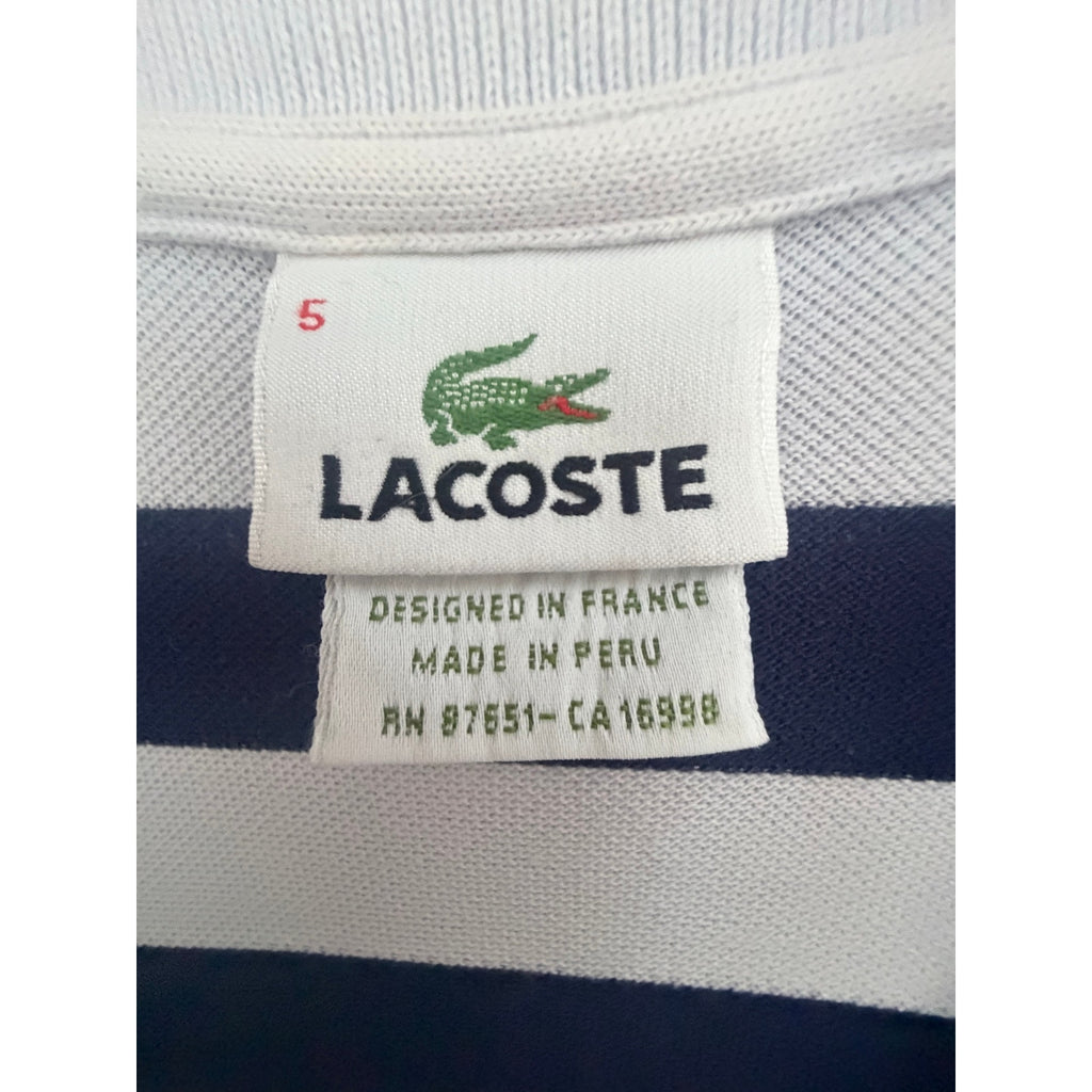 Lacoste Blue White Striped Pique Polo Mens Large