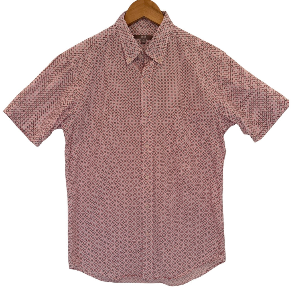 Uniqlo Short Sleeve Button Up Shirt Mens Medium Red Pattern Casual