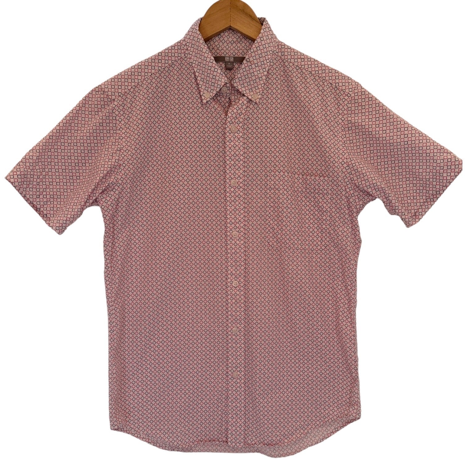 Uniqlo Short Sleeve Button Up Shirt Mens Medium Red Pattern Casual
