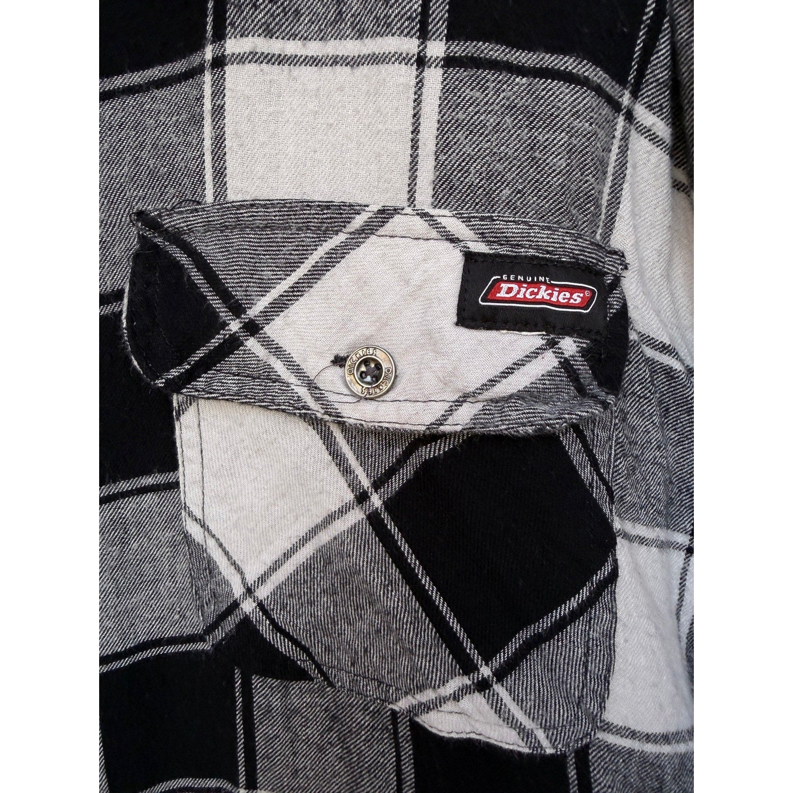Dickies Hooded Flannel Jacket Mens XL Black White Plaid Workwear