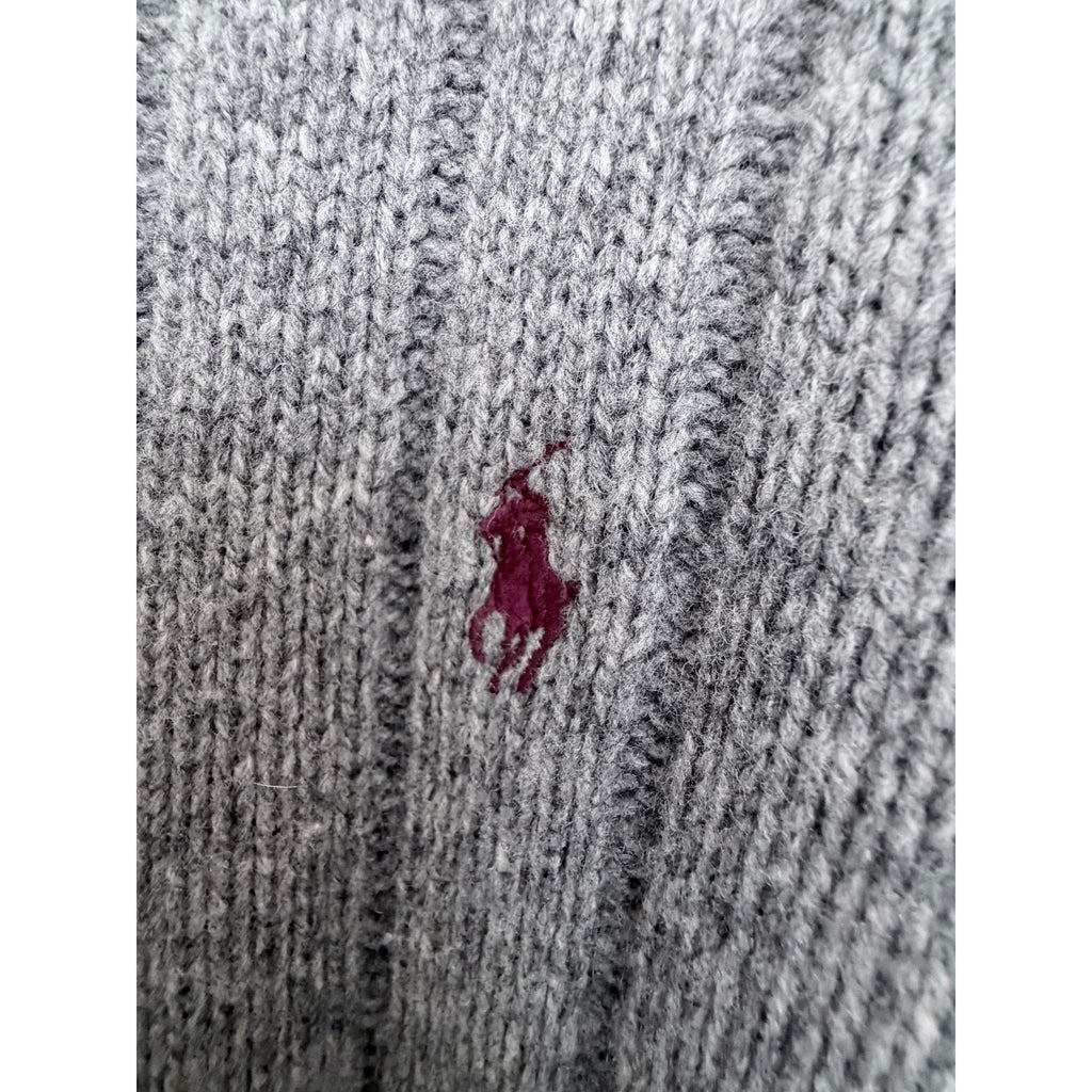 Polo Ralph Lauren Lambswool Sweater Mens XL Gray Rib Knit