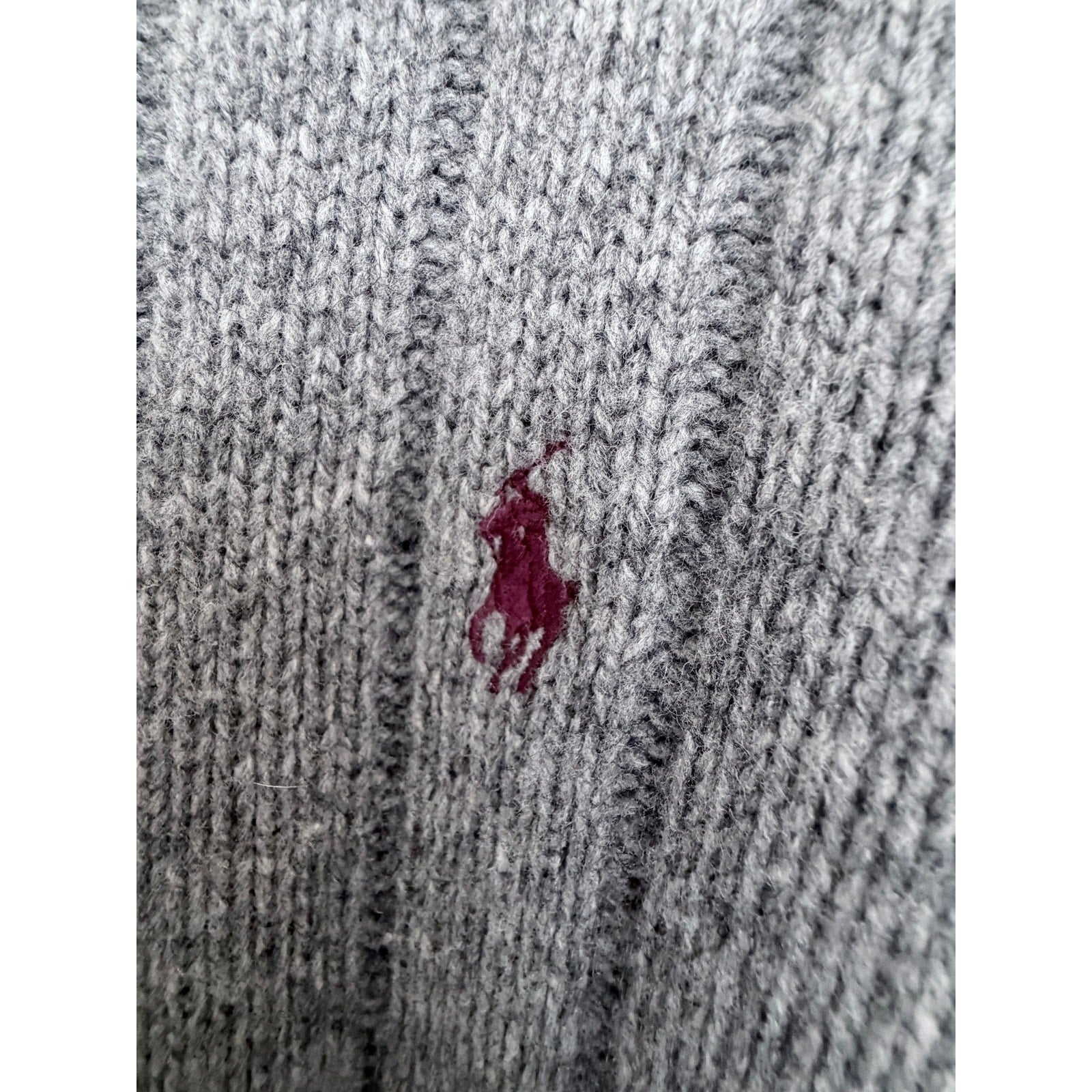 Polo Ralph Lauren Lambswool Sweater Mens XL Gray Rib Knit