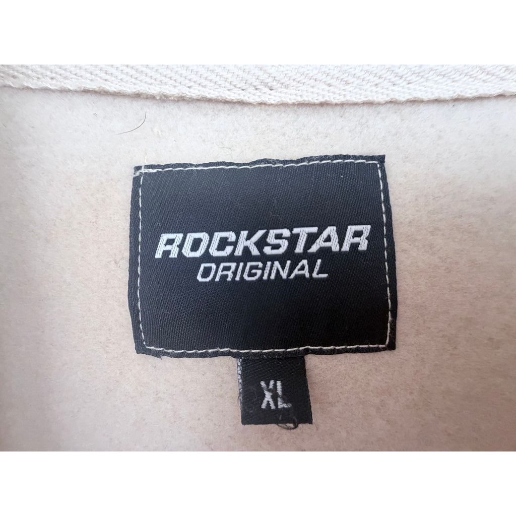 Rockstar Original Hoodie Mens XL Beige Graphic Streetwear Pullover Crown Logo