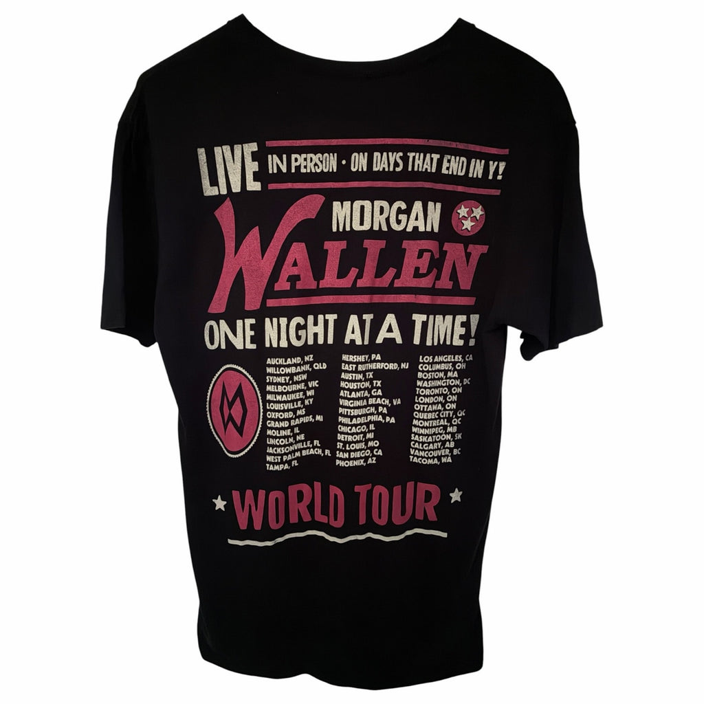Morgan Wallen One Night At A Time World Tour Graphic T Shirt Mens Medium Black