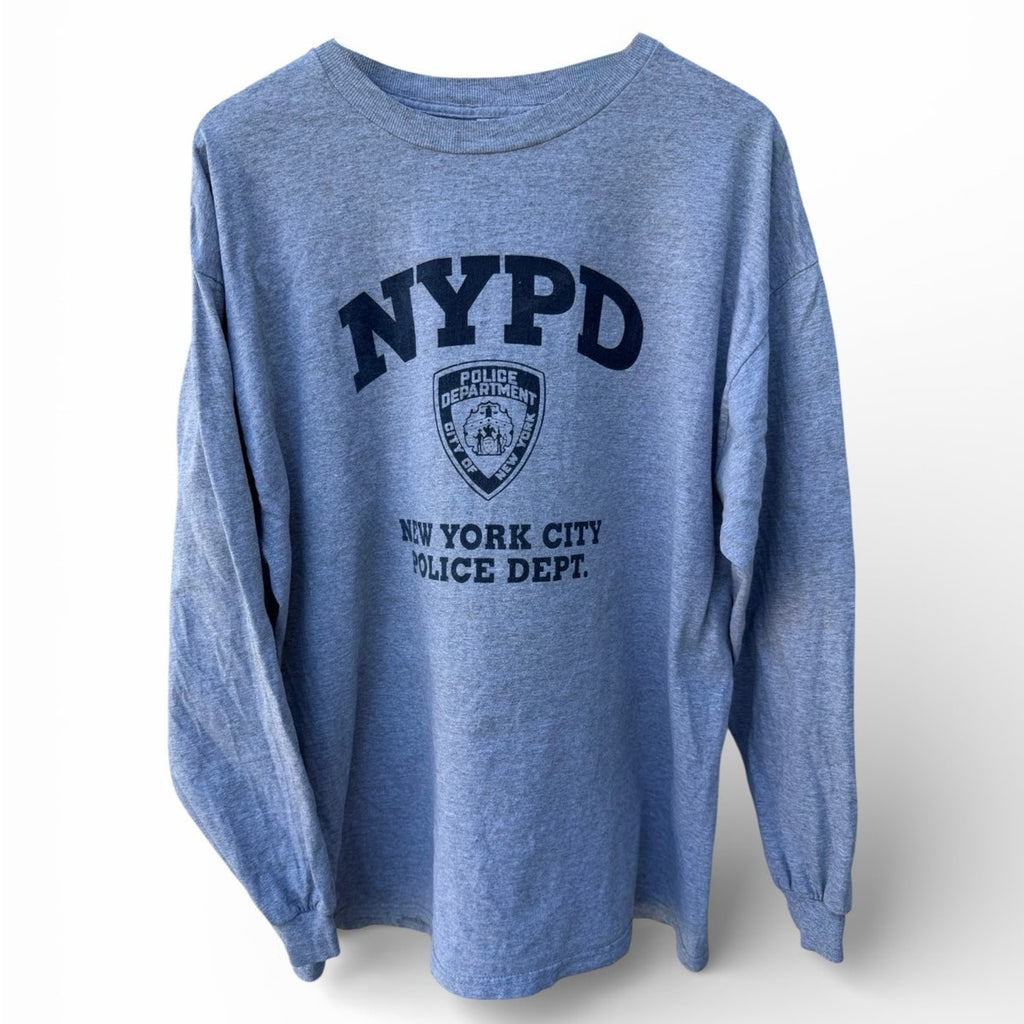 NYPD New York City Police Dept Long Sleeve Graphic Shirt Mens XL Gray