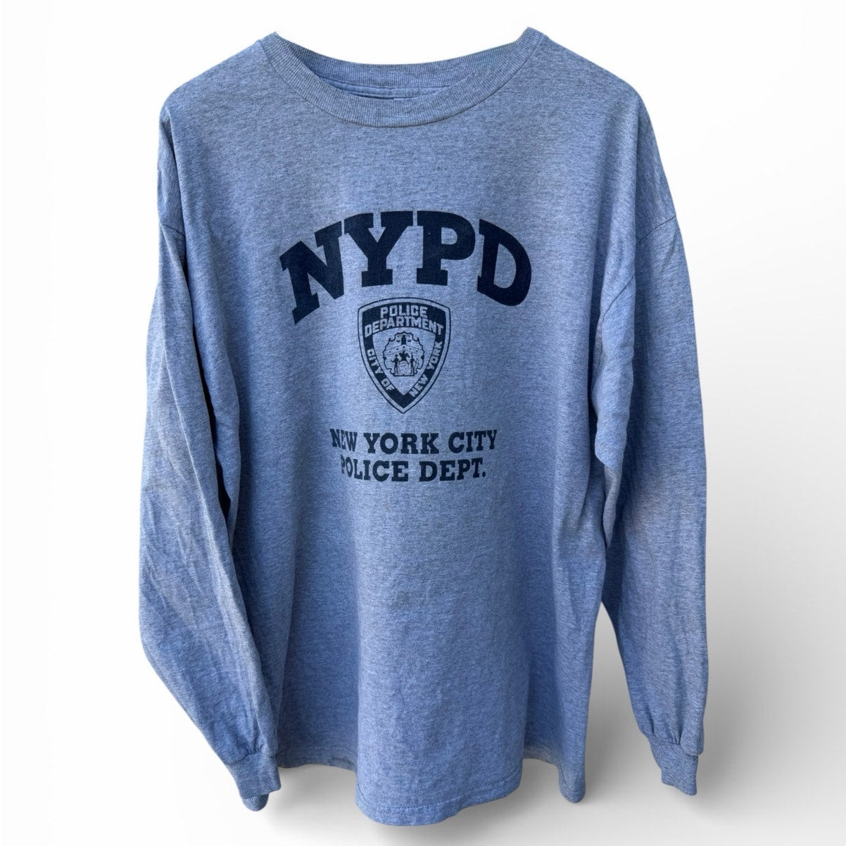 NYPD New York City Police Dept Long Sleeve Graphic Shirt Mens XL Gray
