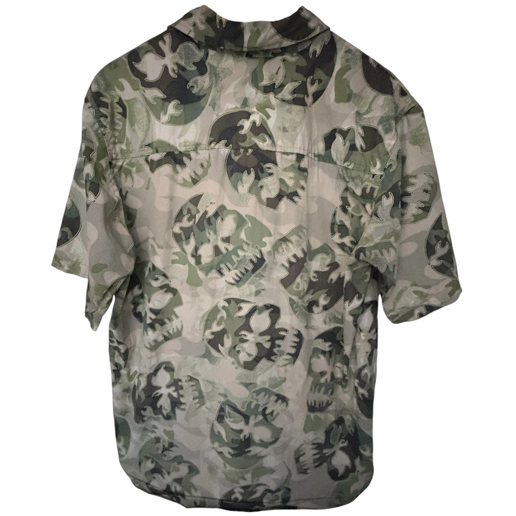 Sideout Green Camo Leaf Button Up Shirt L