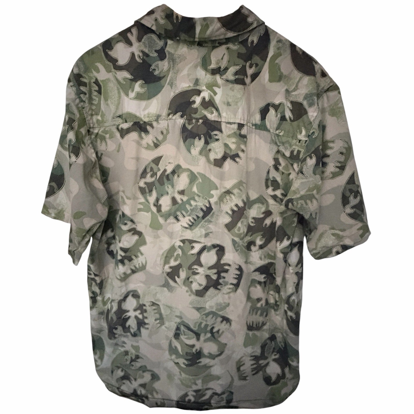 Sideout Green Camo Leaf Button Up Shirt L