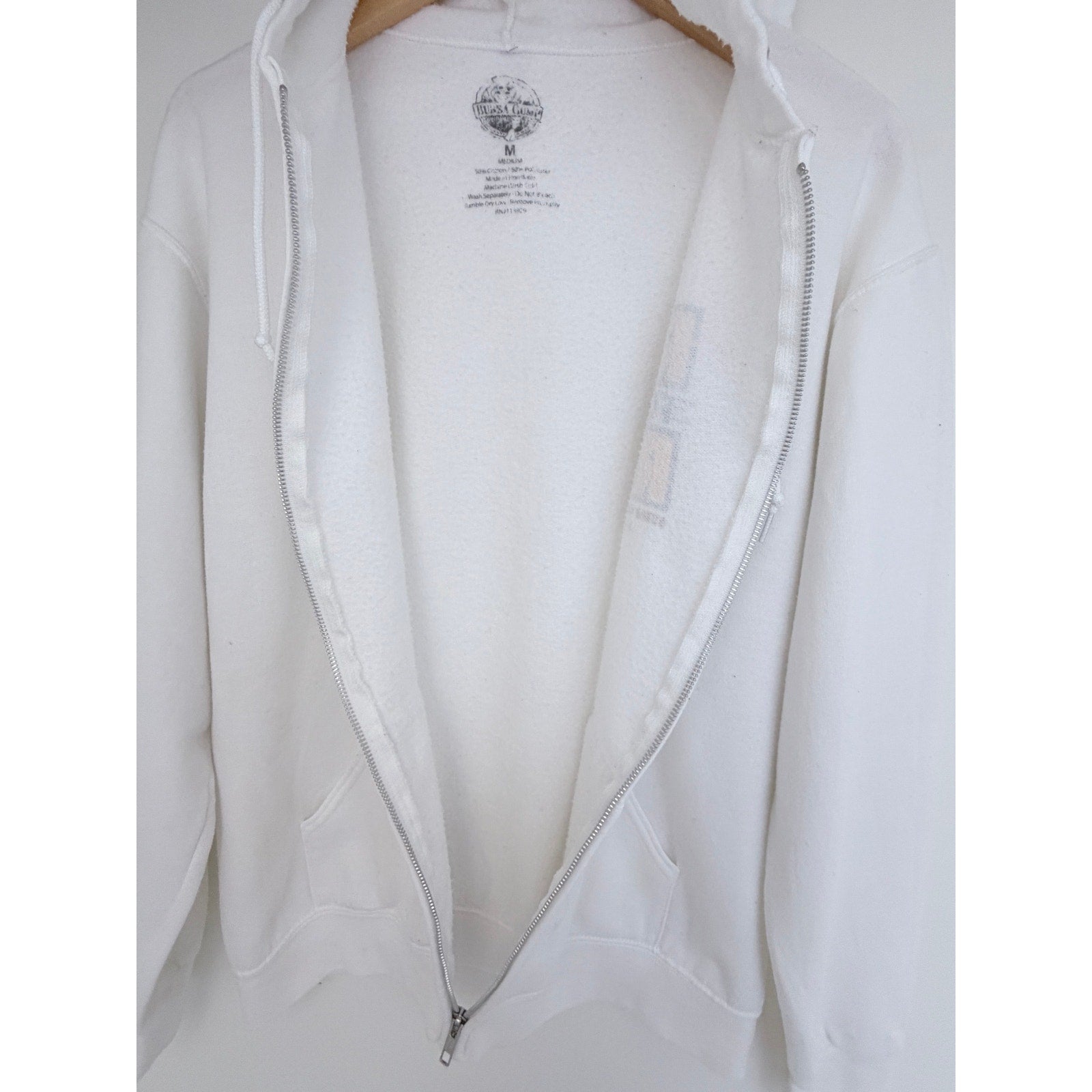 Run Forrest Run Bubba Gump Shrimp Co Hoodie Mens Medium White Full Zip Graphic