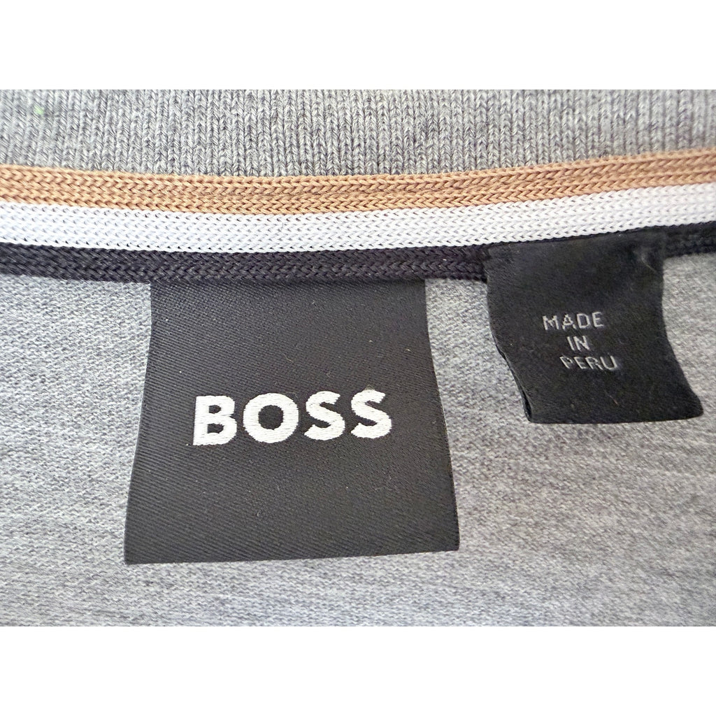 BOSS Hugo Boss Polo Shirt Mens Large Gray Short Sleeve Designer Casual