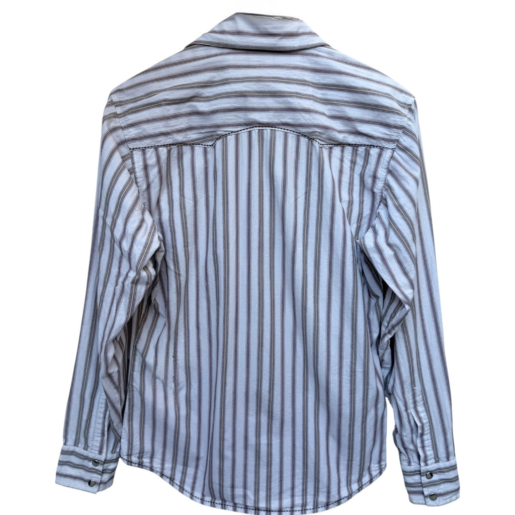Twenty X Western Shirt Mens Medium White Striped Snap Button Cowboy Pearl Snap